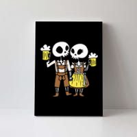 Skeleton Couple Cheering Beer Oktoberfest Halloween Canvas