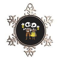 Skeleton Couple Cheering Beer Oktoberfest Halloween Metallic Star Ornament