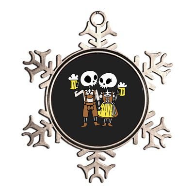 Skeleton Couple Cheering Beer Oktoberfest Halloween Metallic Star Ornament