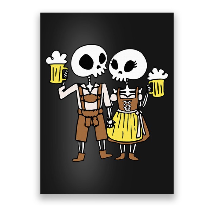 Skeleton Couple Cheering Beer Oktoberfest Halloween Poster