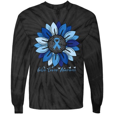 Sunflower Colon Cancer Awareness Month Tie-Dye Long Sleeve Shirt