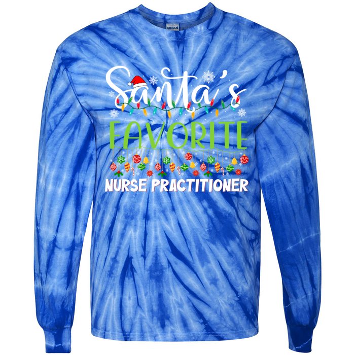 Santa Claus Christmas Santas Favorite Nurse Practitioner Cute Gift Tie-Dye Long Sleeve Shirt