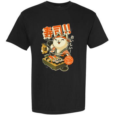 Sushi Chef Cat Funny Restaurant Kitty Japanese Food Garment-Dyed Heavyweight T-Shirt