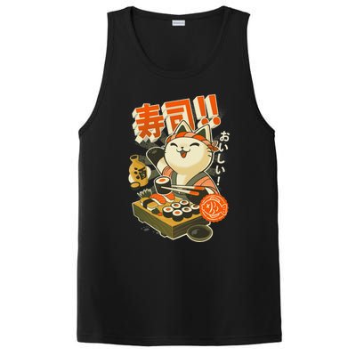 Sushi Chef Cat Funny Restaurant Kitty Japanese Food PosiCharge Competitor Tank