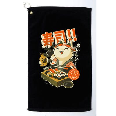 Sushi Chef Cat Funny Restaurant Kitty Japanese Food Platinum Collection Golf Towel