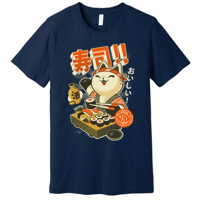 Sushi Chef Cat Funny Restaurant Kitty Japanese Food Premium T-Shirt