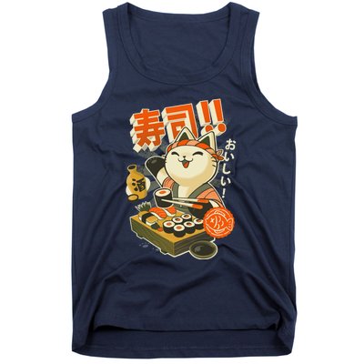 Sushi Chef Cat Funny Restaurant Kitty Japanese Food Tank Top