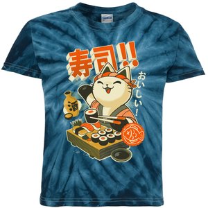 Sushi Chef Cat Funny Restaurant Kitty Japanese Food Kids Tie-Dye T-Shirt