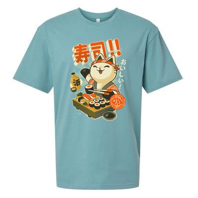 Sushi Chef Cat Funny Restaurant Kitty Japanese Food Sueded Cloud Jersey T-Shirt