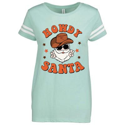 Santa Claus Christmas Cowboy Retro Festive Holiday Enza Ladies Jersey Football T-Shirt