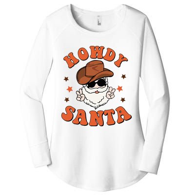 Santa Claus Christmas Cowboy Retro Festive Holiday Women's Perfect Tri Tunic Long Sleeve Shirt