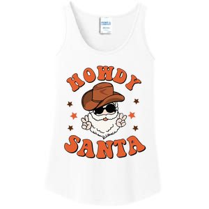 Santa Claus Christmas Cowboy Retro Festive Holiday Ladies Essential Tank