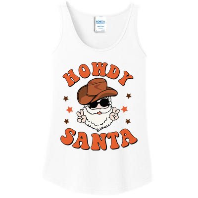 Santa Claus Christmas Cowboy Retro Festive Holiday Ladies Essential Tank