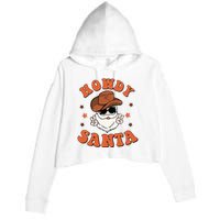 Santa Claus Christmas Cowboy Retro Festive Holiday Crop Fleece Hoodie