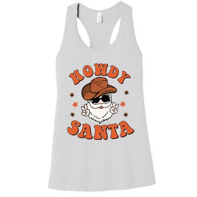 Santa Claus Christmas Cowboy Retro Festive Holiday Women's Racerback Tank