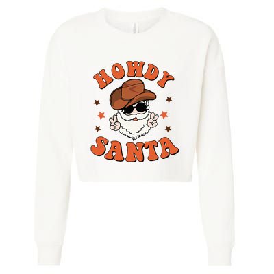 Santa Claus Christmas Cowboy Retro Festive Holiday Cropped Pullover Crew