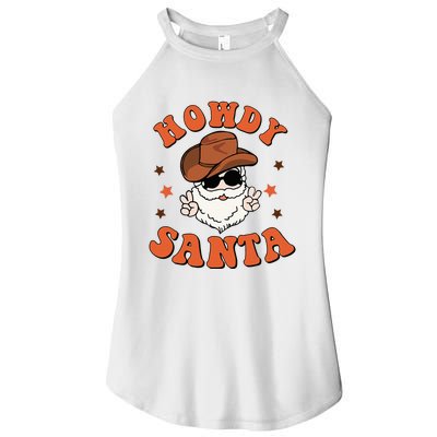 Santa Claus Christmas Cowboy Retro Festive Holiday Women's Perfect Tri Rocker Tank