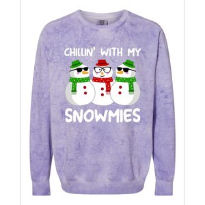 Snowman Christmas Chillin With My Snowmies Ugly Gift Colorblast Crewneck Sweatshirt