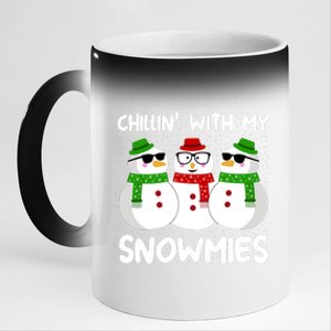 Snowman Christmas Chillin With My Snowmies Ugly Gift 11oz Black Color Changing Mug