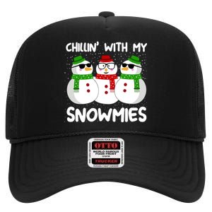 Snowman Christmas Chillin With My Snowmies Ugly Gift High Crown Mesh Back Trucker Hat