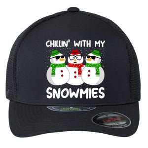 Snowman Christmas Chillin With My Snowmies Ugly Gift Flexfit Unipanel Trucker Cap