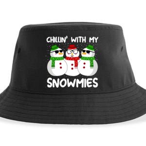 Snowman Christmas Chillin With My Snowmies Ugly Gift Sustainable Bucket Hat