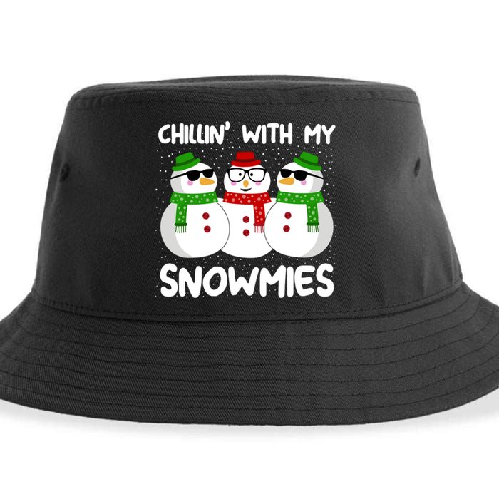 Snowman Christmas Chillin With My Snowmies Ugly Gift Sustainable Bucket Hat