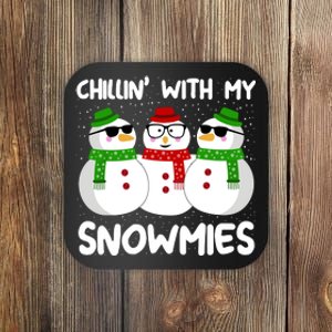 Snowman Christmas Chillin With My Snowmies Ugly Gift Coaster