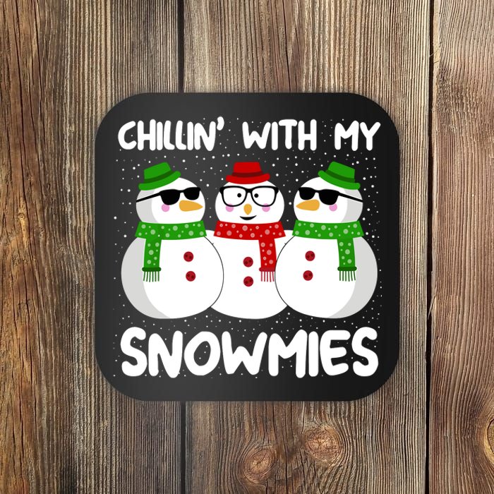 Snowman Christmas Chillin With My Snowmies Ugly Gift Coaster