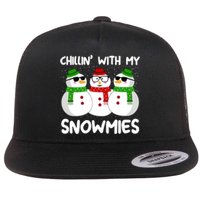 Snowman Christmas Chillin With My Snowmies Ugly Gift Flat Bill Trucker Hat