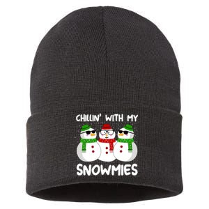 Snowman Christmas Chillin With My Snowmies Ugly Gift Sustainable Knit Beanie