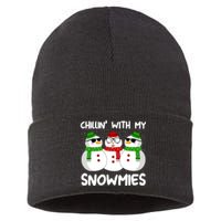 Snowman Christmas Chillin With My Snowmies Ugly Gift Sustainable Knit Beanie