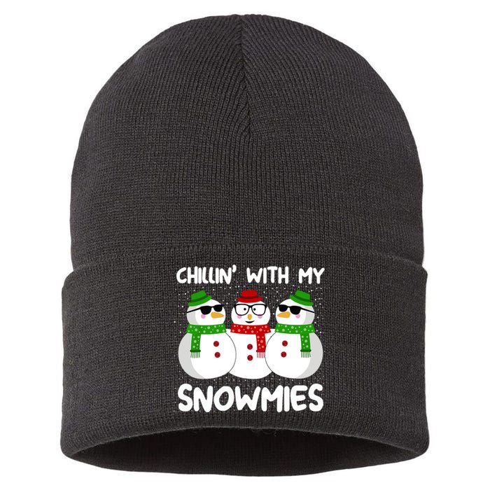 Snowman Christmas Chillin With My Snowmies Ugly Gift Sustainable Knit Beanie