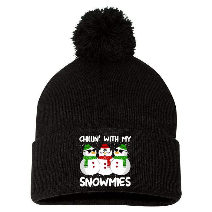 Snowman Christmas Chillin With My Snowmies Ugly Gift Pom Pom 12in Knit Beanie