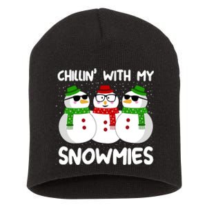 Snowman Christmas Chillin With My Snowmies Ugly Gift Short Acrylic Beanie