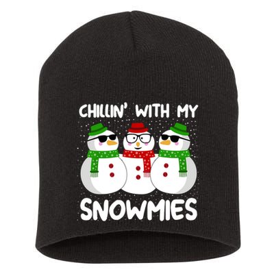 Snowman Christmas Chillin With My Snowmies Ugly Gift Short Acrylic Beanie
