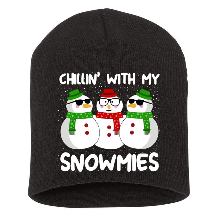 Snowman Christmas Chillin With My Snowmies Ugly Gift Short Acrylic Beanie