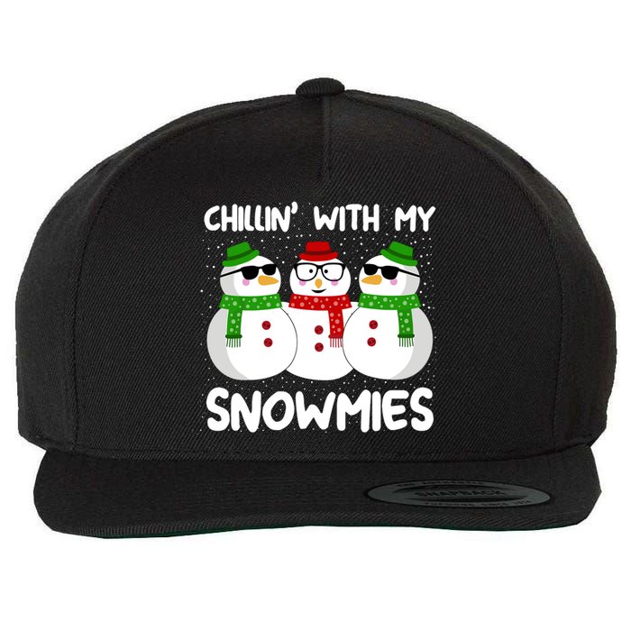 Snowman Christmas Chillin With My Snowmies Ugly Gift Wool Snapback Cap