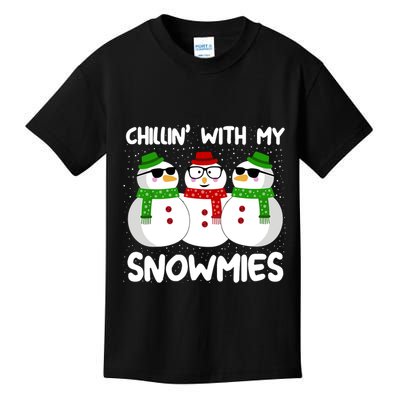 Snowman Christmas Chillin With My Snowmies Ugly Gift Kids T-Shirt