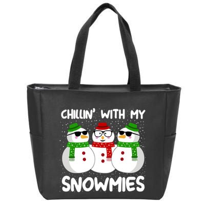 Snowman Christmas Chillin With My Snowmies Ugly Gift Zip Tote Bag