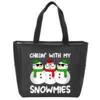 Snowman Christmas Chillin With My Snowmies Ugly Gift Zip Tote Bag