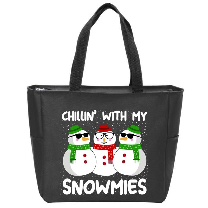 Snowman Christmas Chillin With My Snowmies Ugly Gift Zip Tote Bag