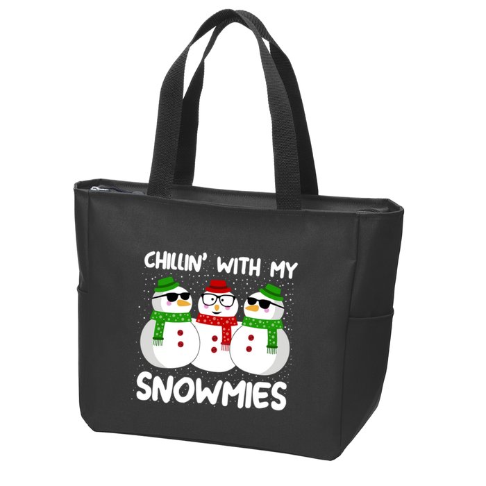 Snowman Christmas Chillin With My Snowmies Ugly Gift Zip Tote Bag