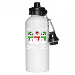 Snowman Christmas Chillin With My Snowmies Ugly Gift Aluminum Water Bottle