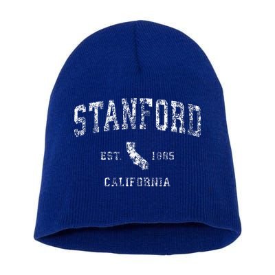 Stanford California CA Vintage Athletic Sports Design  Short Acrylic Beanie