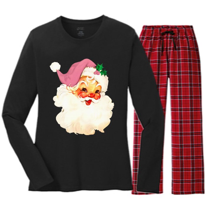 Santa Claus Christmas Design Women's Long Sleeve Flannel Pajama Set 