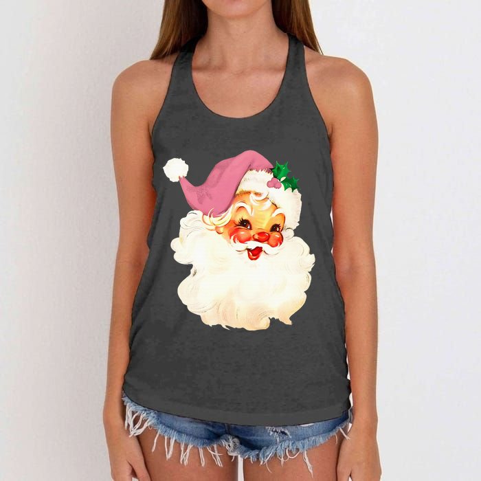 Santa Claus Christmas Design Women's Knotted Racerback Tank