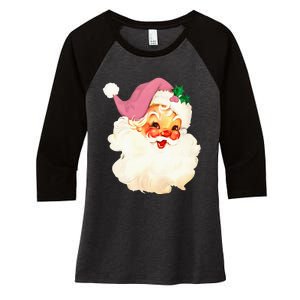 Santa Claus Christmas Design Women's Tri-Blend 3/4-Sleeve Raglan Shirt