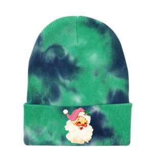 Santa Claus Christmas Design Tie Dye 12in Knit Beanie