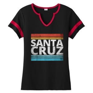 SANTA CRUZ CALIFORNIA SKATEBOARDING SURFING BEACH BOARDWALK Ladies Halftime Notch Neck Tee